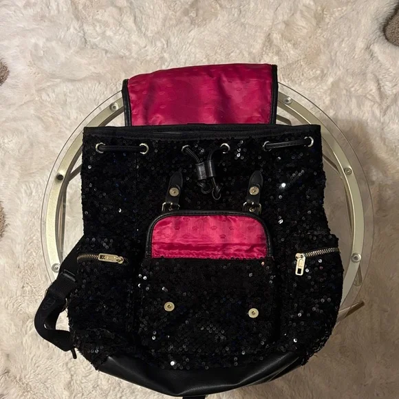 Juicy Couture Black Sequin Backpack with Buckles - Picture 6 of 8